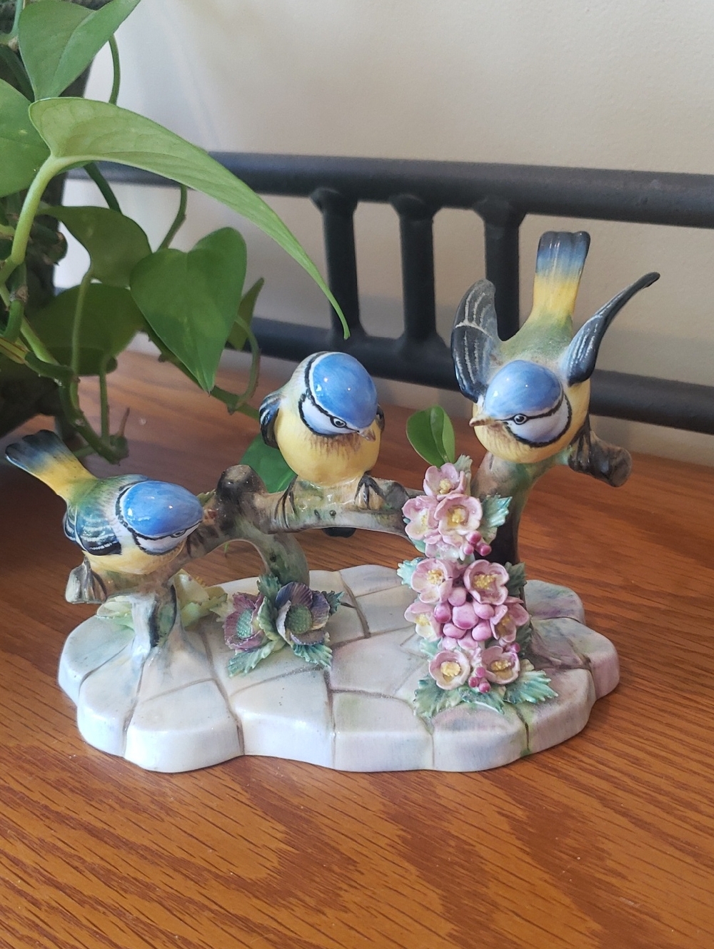 Adderley Bird Trio And Floral Accented Bone China Figurine